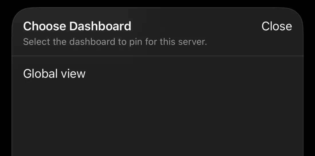 TriggerDeck dashboard picker sheet with available dashboards