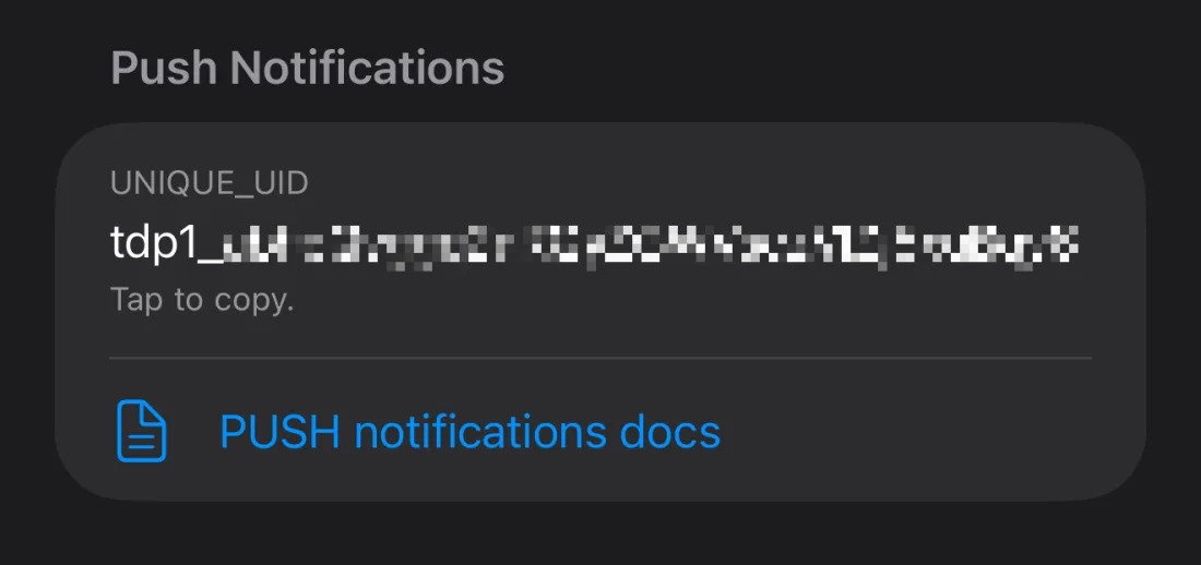 TriggerDeck edit server screen with push status ready and UNIQUE_UID visible