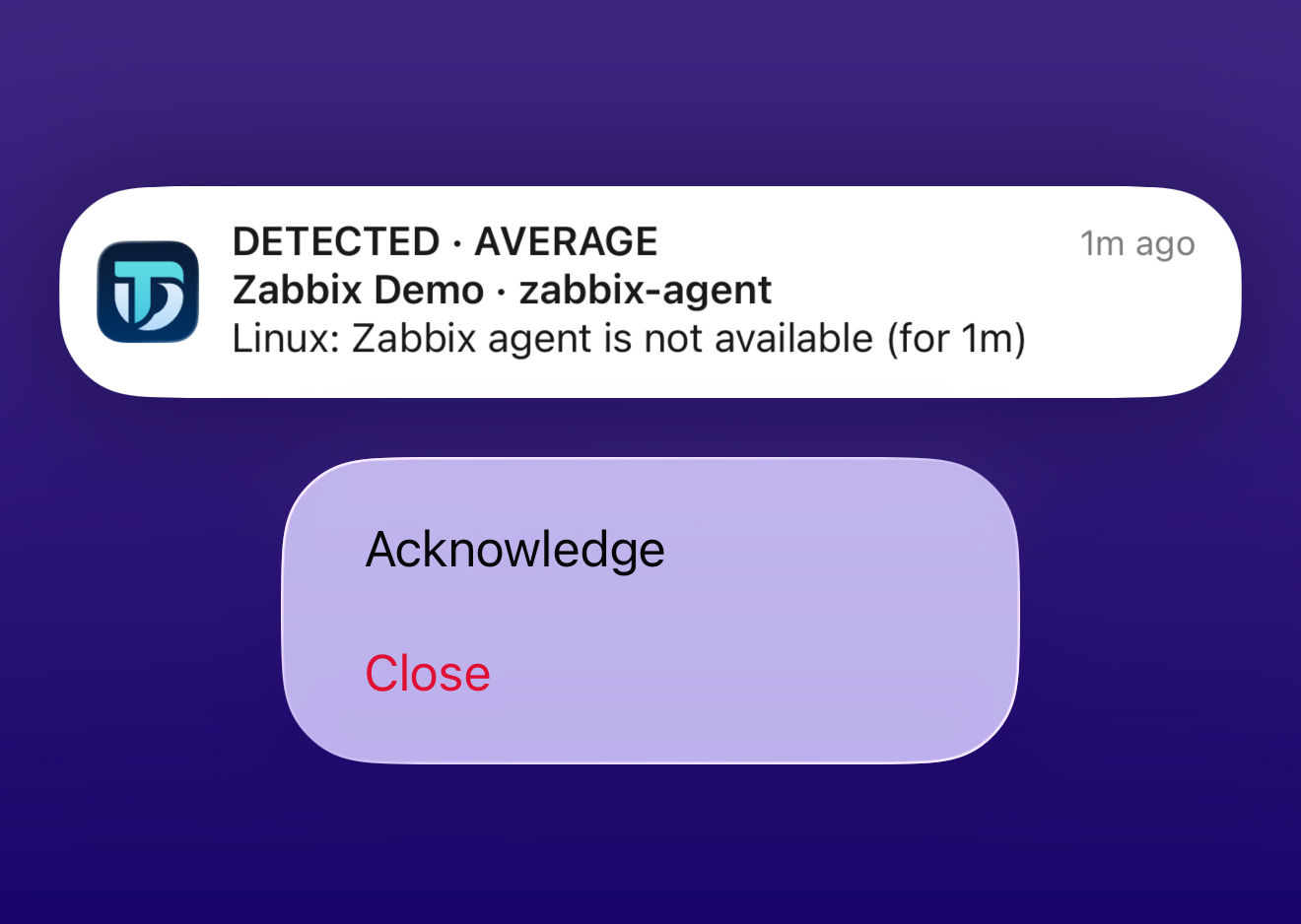 TriggerDeck notification with quick problem actions on the lock screen